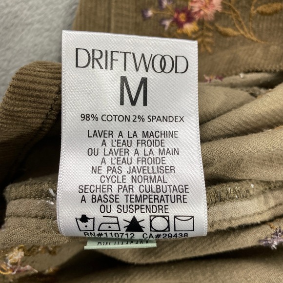 Driftwood Shirt Womens M Brown Shayna Corduroy Floral Embroidered Snap Shacket - Picture 4 of 13